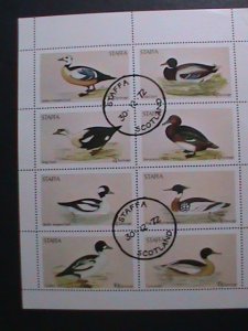 ​STAFA-SCOTLAND- 1972 WORLD LOVELY WILD BIRDS CTO-VF WITH FIRST DAY CANCEL