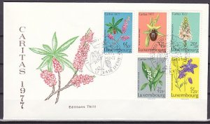 Luxembourg, Scott cat. B313-B317. Flowers & Orchid issue. First day cover.  ^