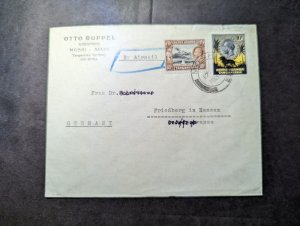 1946 British KUT Airmail Cover Moshi to Friedberg Hessen Germany