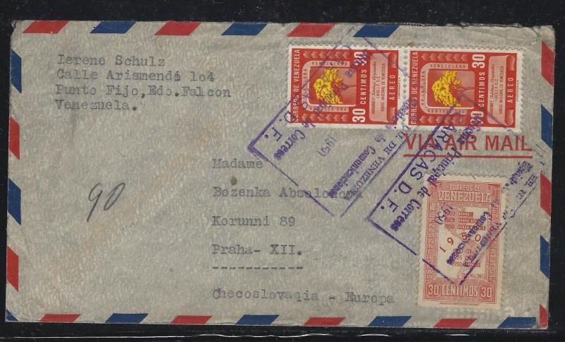 VENEZUELA  (PP0308B) 1950 A/M  30CX2+10C  A/M TO CZECHOSLOVAKIA