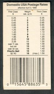 BK160 Owl and Grosbeak MNH Two Leaf Booklet  - 2285b plate #1111