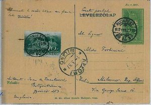 36954 - HUNGARY - POSTAL HISTORY - stationery to ITALY 1937 - EAGLES birds-