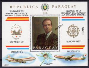 Paraguay 1980 Sc#1975 King Juan Carlos/EUROPA CEPT/Space Intasat S/S SPECIMEN