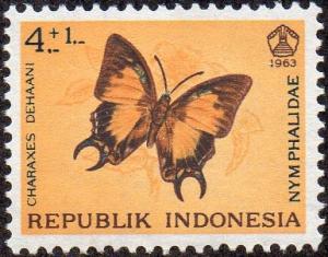Indonesia B157 - Mint-H - 4r + 1r Pasha Butterfly (1963) (cv $0.60)