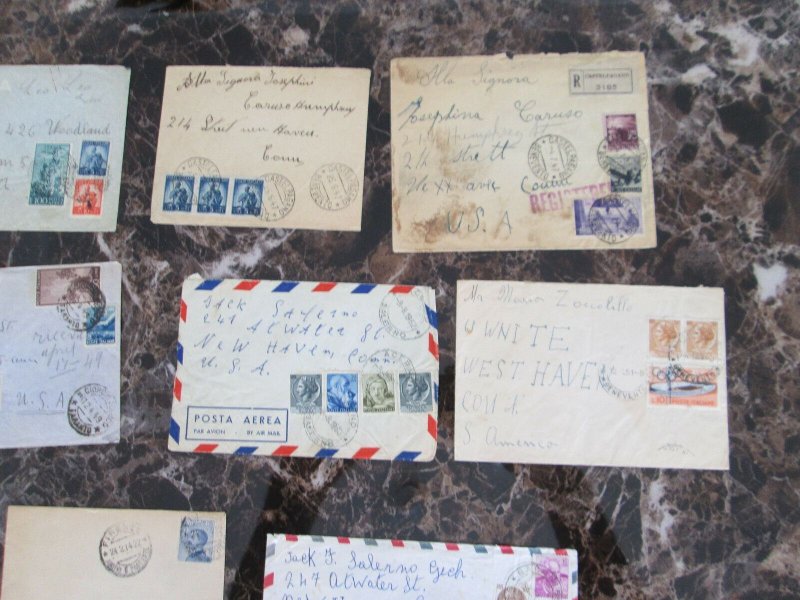 Stunning Lot of 13 Italy Covers Postal History to USA1922-1962