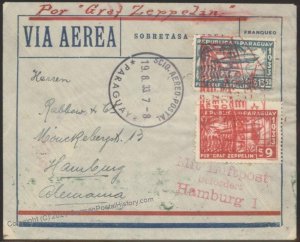 Paraguay 1933 Graf Zeppelin 5.SAF South America Flight Mi331B Germany Cov 106936