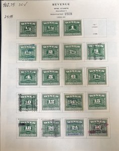 US Stamps - Wine Stamps - Sc# Ranging RE 83 To RE 203 - Used & Unused - CV $462