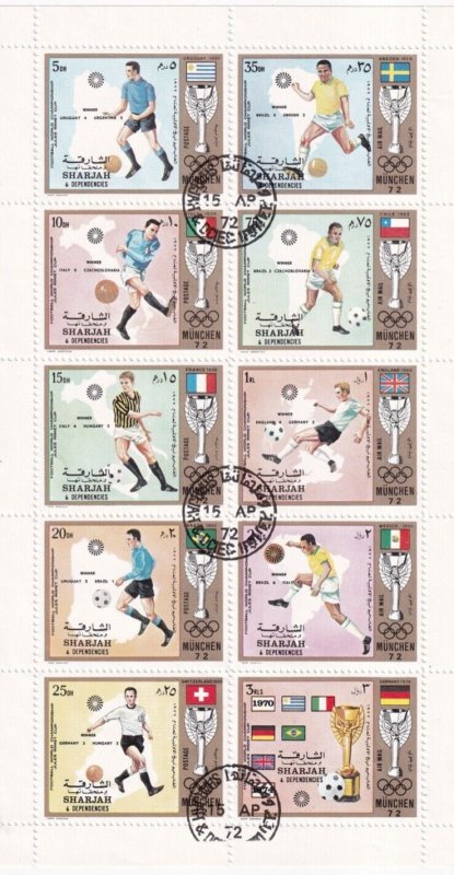 G011 Sharjah UAE 1972 Airmail - Jules Rimet Cup Football Soccer minisheet