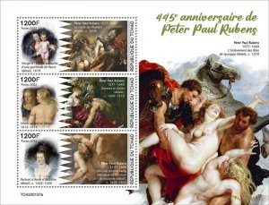 Chad - 2022 Peter Paul Rubens Anniversary - 3 Stamp Sheet - TCH220137a