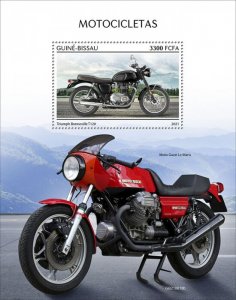 GUINEA BISSAU - 2021 - Motorcycles - Perf Souv Sheet - Mint Never Hinged