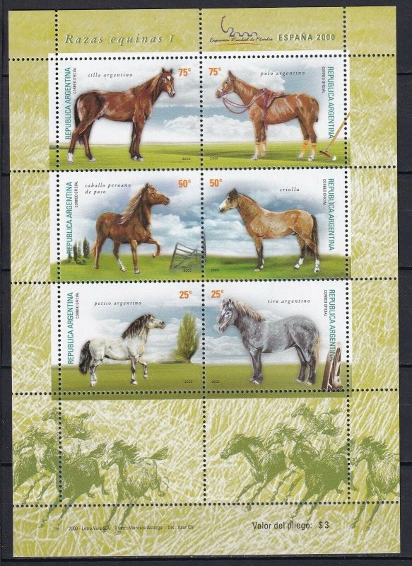 Argentina 2000 Horses MNH sheet