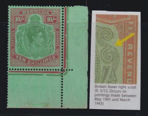 Bermuda, SG 119be, MLH Broken Lower Right Scroll variety