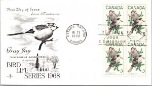 Canada 1968 FDC - Gray Jay - Ottawa, Ont - J8907