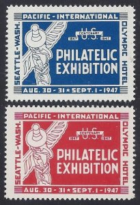 1947 - Pacific International Philatelic Exhibition Cinderella/Poster Stamps MNH