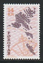1998 Faroe Islands - Sc 343 - MNH VF - 1 single - Map