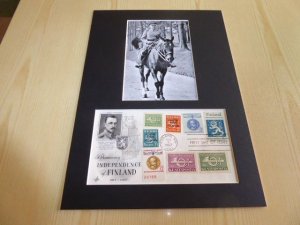 Mannerheim Finland indepence USA FDC Cover and mounted photograph mount size A4