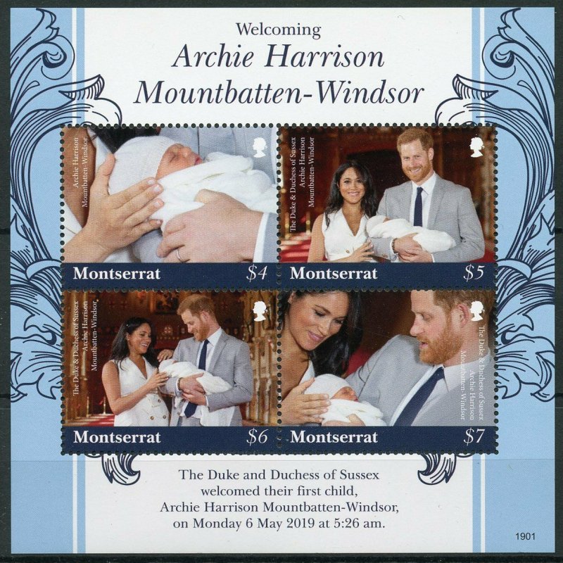 Montserrat 2019 MNH Prince Archie Royal Baby Harry Meghan 4v M/S Royalty Stamps