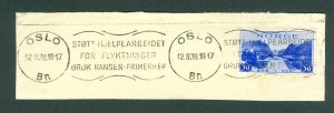 Norway. 1938  Cut On Paper. Special Cancel: Support, Use Nansen Stamp. Sc# 183