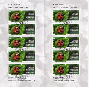 Switzerland  #1125a  booklet  2002 cancelled  ladybug self-adhesive