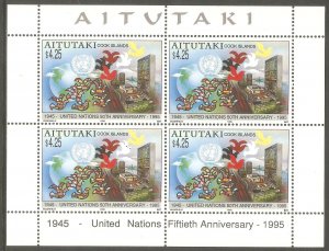 AITUTAKI Sc# 512 var MNH FVF Sheetlet UN 50th Anniv. 1995