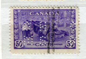 CANADA; 1942-48 early GVI issue OFFICIAL PERFIN issue fine used 50c. value