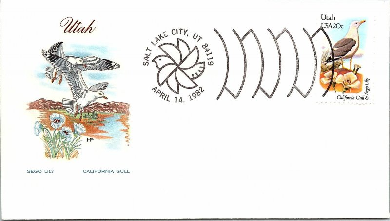 US TOPICAL COVER STATE FARNHAM : UTAH SEGO LILY & CALIFORNIA GULL