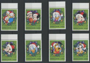 Sierra Disney Stamps Christmas Mickey and Friends Serie Set of 8 Stamps MNH