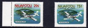 Niuafo'ou Tin Can Island (Tonga) 1983 Sc#1/2 AIRPORT/AIRCRAFT Set (2) SPECIMEN