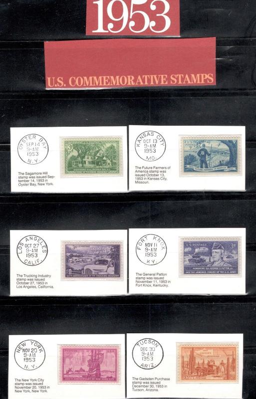1017-28 US Postage Commemorative Stamps (1953) In Mounts & Post Marked  Mint/nh