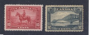 2x Canada Mint Stamps #223-10c MH VF & #156-12c Quebec Bridge Guide V = $38.00