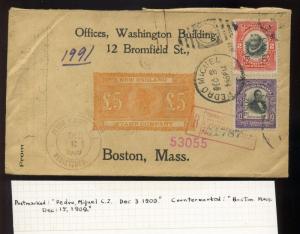 Canal Zone Scott #27 & 30 Registered Cover to Boston, MA (Stock #CZ30 Reg3)