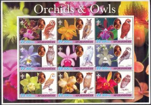 Afghanistan 2003 Orchids Birds Owls Scouting Scouts Sheet MNH Private