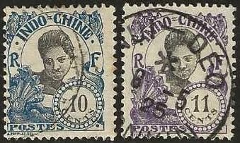 Indochina  Sc. 107-108,  used. 1922. (i191)
