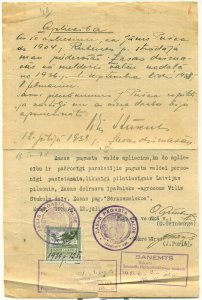 LATVIA: 1939 Revenue Document w/1951 Receipts; Certificate of Welding Employment 
