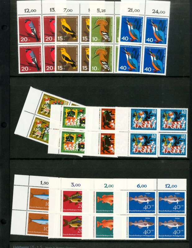 German Stamps All mint NH lot of sets. Mostly blocks of 4.