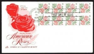 1737a 15c Roses Booklet pane FDC Artcraft cachet July 11, 1978