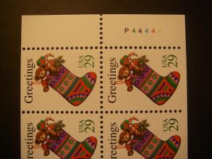 Scott 2872a, 29c Christmas Stocking, #P44444, UNFOLDED, MNH booklet beauty