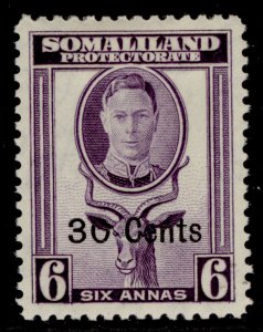 SOMALILAND PROTECTORATE GVI SG129, 30c on 6a violet, M MINT.