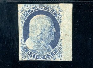 USAstamps Unused FVF US 1851 Franklin Imperforate Scott 9 MLH OG +Cert SCV $725+