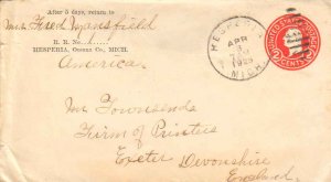 United States Michigan Hesperia 1925 duplex  2c Washington Circular Die Envel...