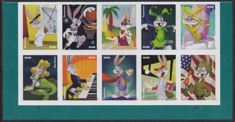 US 5494-5503 5503a Bugs Bunny forever plate block L (10 stamps) MNH 2020