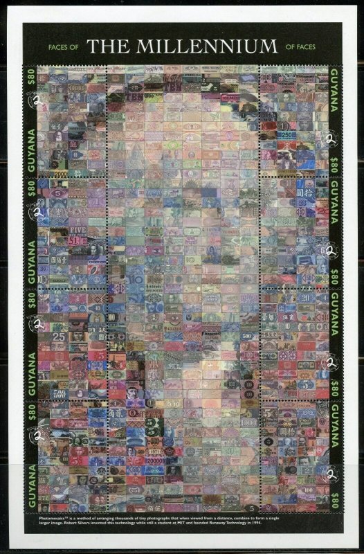 GUYANA  FACES OF THE MILLLENNIUM GEORGE WASHINGTON  PHOTOMOSAIC SHEET MINT NH 