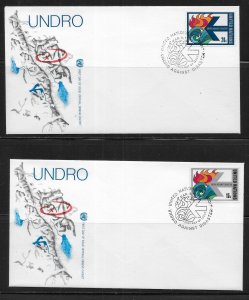 United Nations NY 308-9 UNDRO Geneva Cachet FDC First Day Cover