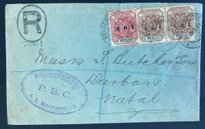 1901 Krugersdorp South Africa Boer War Registered Commercial Cover To Durban