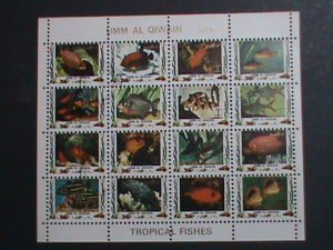 ​UMM AL QIWAIN-1973 LOVELY TROPICAL FISHES-CTO MINI SHEET VERY FINE