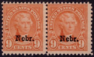 US #678 - 1929 - Mint Never Hinged MNH OG PAIR Nebraska Overprint cv ~$175.00