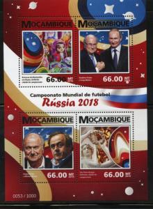 MOZAMBIQUE 2015 WORLD CUP SOCCER RUSSIA 2018 PUTIN  SHEET MINT NEVER HINGED