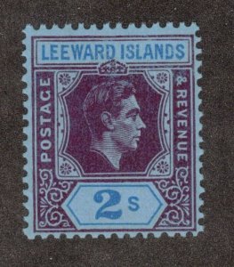 LEEWARD ISLANDS 1942 2sh George VI, Ordinary Paper; SG 111a, Scott 112; MNH