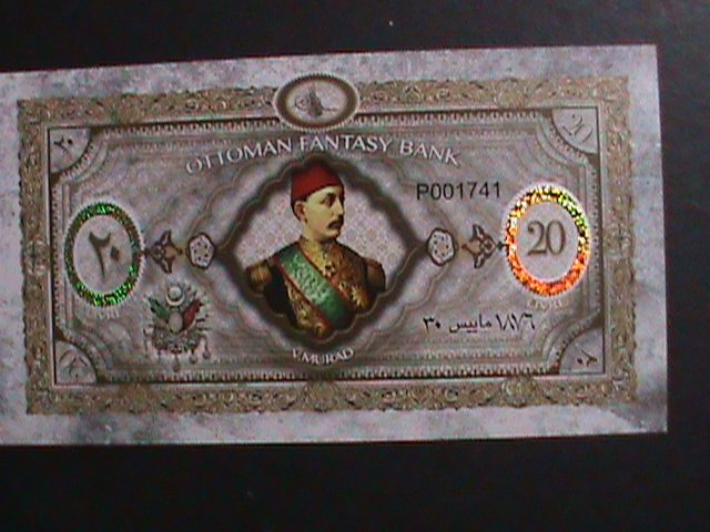 ​TURKEY-OTTOMAN -COLLECTIBLE 20 UVRE UNCIRCULATED-POLYMAR-NOTE VERY FINE