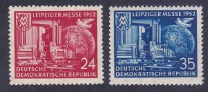 Germany DDR 108-09 MNH 1952 Machine Globe and Dove Set Very Fine